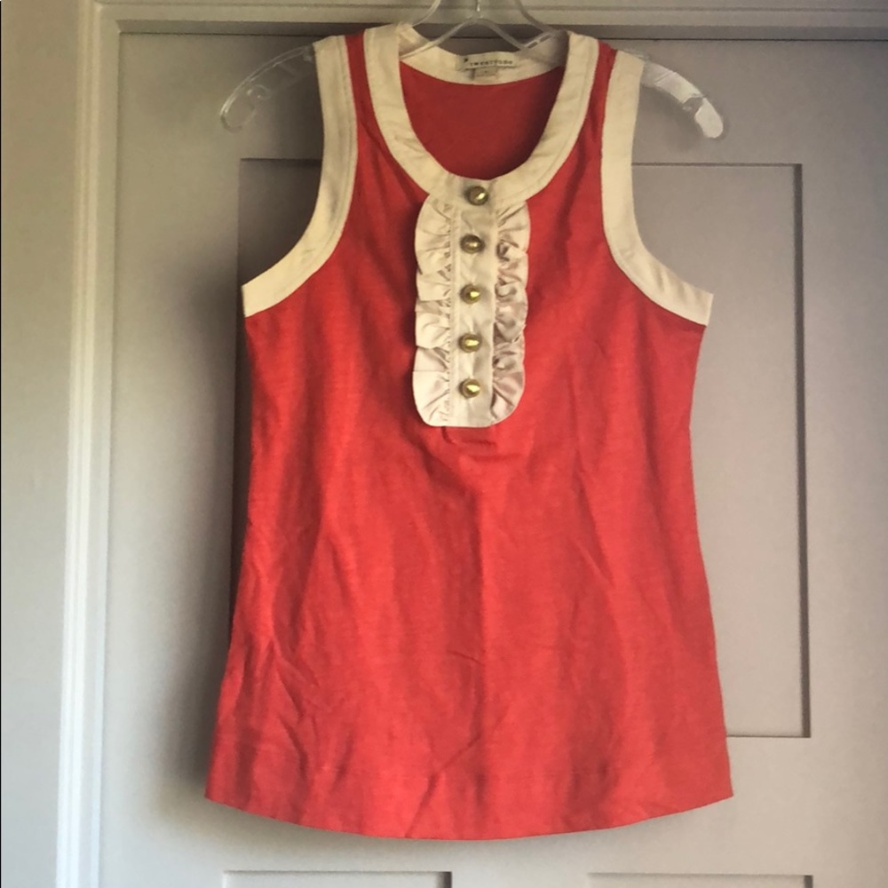 Orange tank with gold buttons. Size S